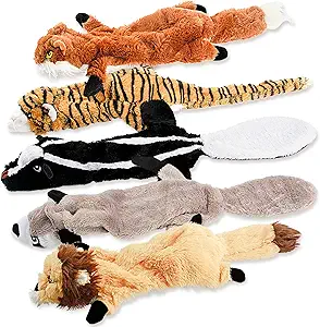 No Stuffing Plush Squeaky Dog Toys (5-Pack) Fun and Fluff-Free
