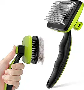Pecute Self-Cleaning Slicker Brush for Dogs, Lightweight Dog Brush for Shedding Massaging Grooming