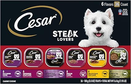 Cesar Wet Dog Food Steak Lovers Variety Pack with Real Meat